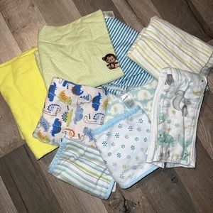 9 piece Burp cloth & blanket bundle